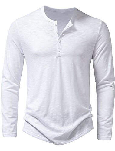 Pánské Tričko s knoflíkem Tričko Tričko Henley Tričko Top Dlouhý rukáv Henley Léto Bez vzoru Módní Designové Základní Dovolená ulice Jdeme ven Černá Bílá Rubínově červená Top tričko pro muže