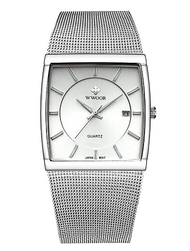  Heren Vierkante Ultra-dunne Horloge Luxe Gouden Horloge Heren Kwartshorloge Staal Net Waterdichte Horloge Doos Cadeau Relogio Masculino