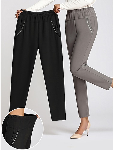  dames skinny chino werkkleding broek broek casual grijs zwart diepblauw mode streetwear dagelijks gebruik zak volledige lengte zacht effen xl 2xl 3xl 4xl 5xl