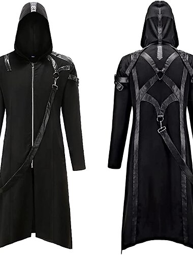  Punk & Gothic Steampunk Mantel Kostüm Trenchcoat Ren Faire Einfarbig Herren Fantasie Steampunk Halloween Karneval Alltagskleidung Erwachsene Mantel Ganzjahres