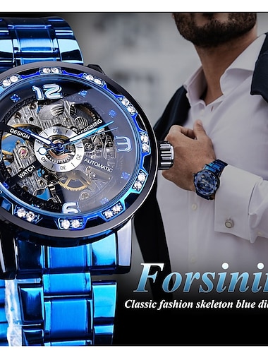  FORSINING Mannen Mechanisch Horloge Luxe Groot Wijzerplaat Mode Zakelijk Automatisch Horloge Zelfopwindend Luminous Kalender Roestvrijstalen Horloge Mannen Klok
