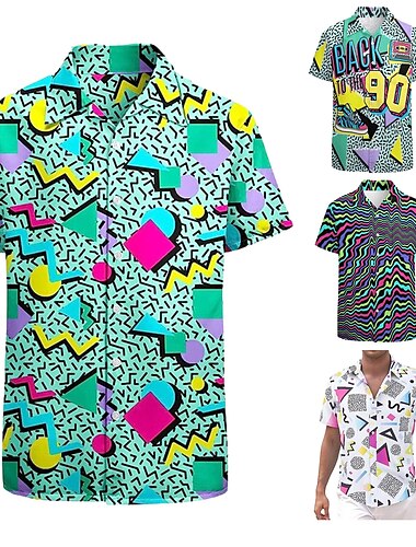  Klassiek Retro vintage Jaren '70 Blouse / overhemd Hippie Voor heren Carnaval Maskerade Feest / Uitgaan Casual / Dagelijks Prideparade Volwassenen Hemd Zomer
