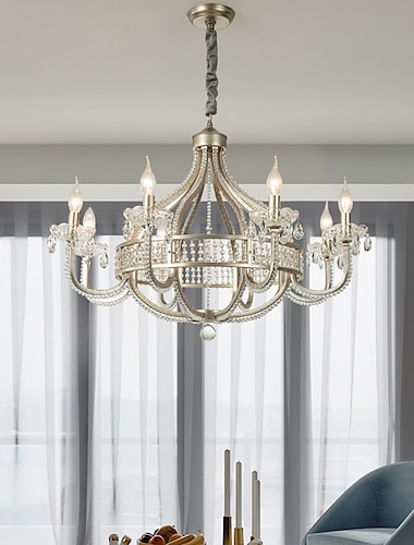  6-Light 80 cm Kaars stijl Kroonluchters Metaal Klassiek Lantaarn Geschilderde afwerkingen Vintage Landelijk 110-120V 220-240V