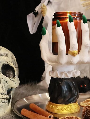  Halloween-Kerzenhalter, Hexenhand, Hexenhand-Kerzenhalter, Halloween-Palmen-Kerzenhalter, Harz-Hexenhand-Kerzenständer, Halloween-Heimparty, dekorativ, Spukhaus-Dekoration