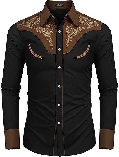  Klassisch Retro Vintage Bluse / Hemd Westlicher Cowboy 3D Herren Maskerade Alltagskleidung Junggesellinnenabschiedsparty Erwachsene Hemd Ganzjahres