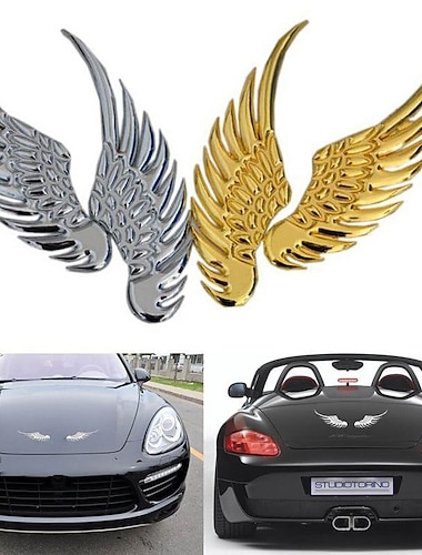  Cooles 1 Paar 3D-Engelsflügel aus Metall für Auto, Dekoration, Emblem, Abzeichen, Aufkleber, Logo-Aufkleber