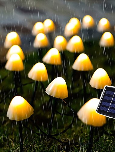  led solar lichtsnoer, sprookjesachtig pad gazon landschap paddestoel lamp voor buiten kerst tuin, terras en straat decoratie