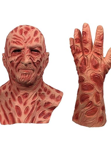  Freddy Krüger Handschuhe Maske Haloween Figuren Erwachsene Herren Damen Grusel Gruseliges Kostüm Halloween Karneval Einfaches Karnevalskostüm