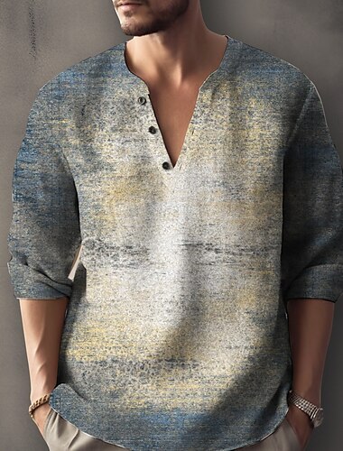  Herren Blumen Vintage Hemd leinenhemd Knopfhemd Langarm Modisch Strassenmode Designer Outdoor Täglich Sommer Frühling Herbst Ständer Bedruckt Gelb Wein Marineblau Blau Purpur