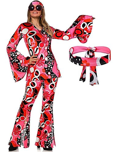  Retro vintage Jaren '60 Hippie Hoofdband Hemd Bell Bottom broek Flare manchet mouw Hippie Retro Wijnoogst Dames Halloween Carnaval Maskerade Feest / Uitgaan muziekfestival Prideparade Volwassenen