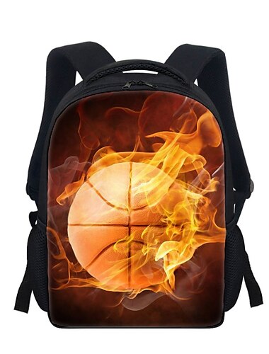  3-teiliges Fußball-Rucksack-Set für Jungen – Schulranzen mit Feuer- und Eisball-Print, passender Lunchtasche und Federmäppchen