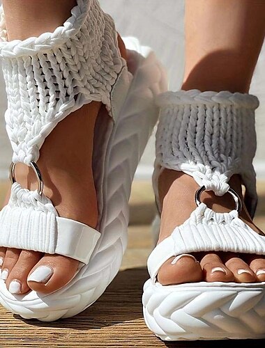  sandali con zeppa da donna scarpe comfort quotidiane tinta unita estate open toe moda minimalismo nero bianco marrone