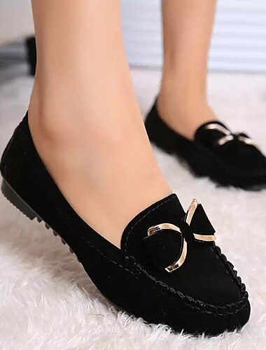  Mujer Bailarinas Slip-Ons Tallas Grandes Zapatos Confort Trabajo Diario Color sólido Pajarita Tacón Plano Dedo redondo Elegante Negocios Casual Satén Mocasín Negro Amarillo Rojo