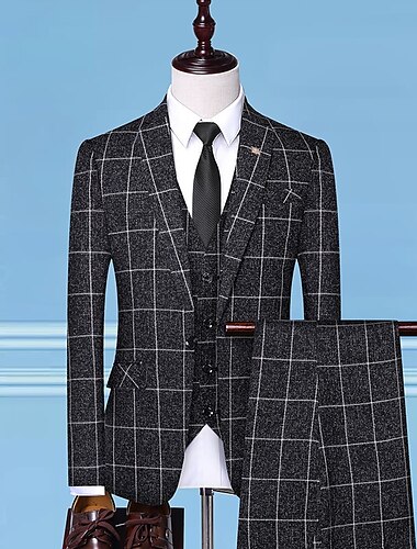  Retro Vintage Goldene Zwanziger 1920er Dreiteiliger Anzug Anzughose Der große Gatsby Gentleman Gangster Herren Maskerade Hochzeit Hochzeitsgast Party / Abend Erwachsene Mantel Hose Weste