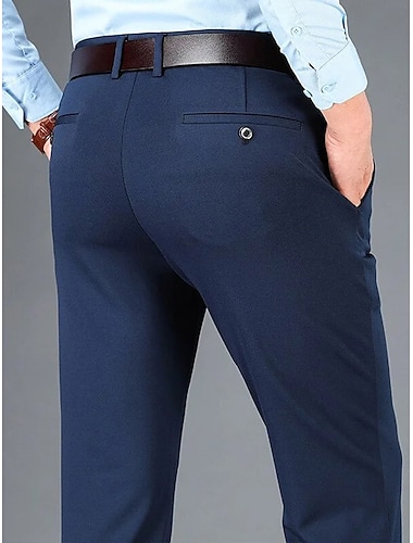  男性用 スーツ ズボン スーツパンツ ポケット 平織り 履き心地よい 高通気性 アウトドア 日常 お出かけ ファッション カジュアル ブラック ブルー