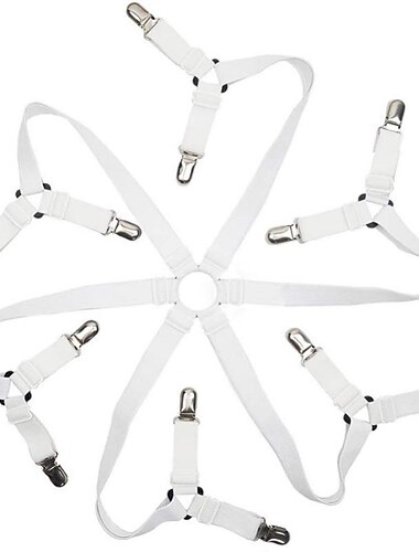  Adjustable Bed Sheet Holder with 12 Clips, Quilt Fixers, Adjustable Elastic Bed Sheet Holder for Sheets Mattress Covers Sofa Cushion Covers Sheet Clips