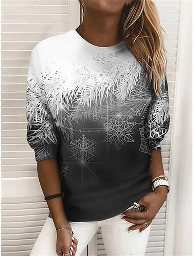  Damen Sweatshirt Pullover Grafik Street Casual Sport Basic Rundhals Langarmshirt Mikroelastisch Herbst&amp;Winterkomfort, atmungsaktives, weiches Gewebe