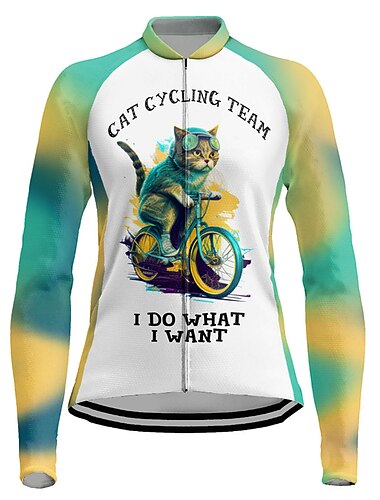  Mujer Maillot de Ciclismo Manga Larga Bicicleta Maillot Camiseta con 3 bolsillos traseros MTB Bicicleta Montaña Ciclismo Carretera Transpirable Secado rápido Dispersor de humedad Bandas Reflectantes