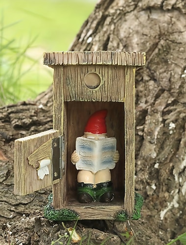  Nain de jardin drôle statues d'extérieur sculpture coquine décoration inapproprié lire journal gnome pour pelouse intérieure cour rouge