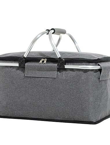 24l högkvalitativ picknickisolerad hopfällbar picknickkorg kylare camping picknickkorg -matkorg- tvättkorg -marknadskorgisolerad stark aluminiumramkorg oxfordduk