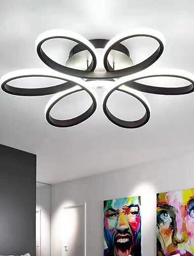  led plafondlamp lotus design plafondlamp modern artistiek metaal acryl stijl traploos dimmen slaapkamer geschilderde afwerking verlichting 110-240v alleen dimbaar met afstandsbediening bloem design 110-240v