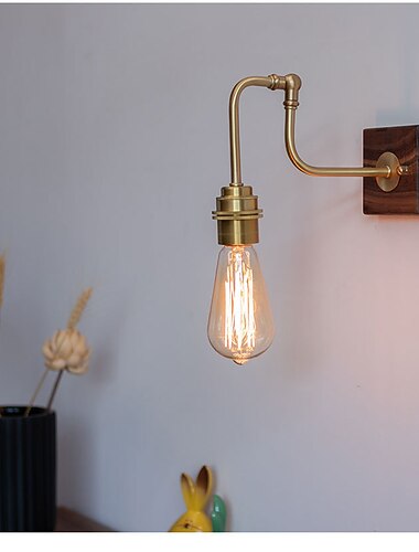  Lightinthebox Vintage-Wandleuchten, Holz-Wandleuchte, E27, Schlafzimmer, Nachttischlampen, verstellbare Messinghalterung, Innen- und Wohnzimmer, Wandwaschleuchten, 110–240 V