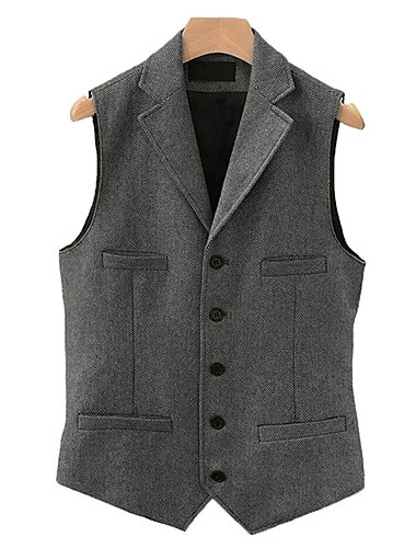  Per uomo Gilet Da tutti i giorni Da mare Per uscire Vintage Di tendenza Primavera & Autunno Pulsante Poliestere Comodo Liscio Monopetto A V Standard Blu chiaro Verde scuro Grigio verde azzurro cielo