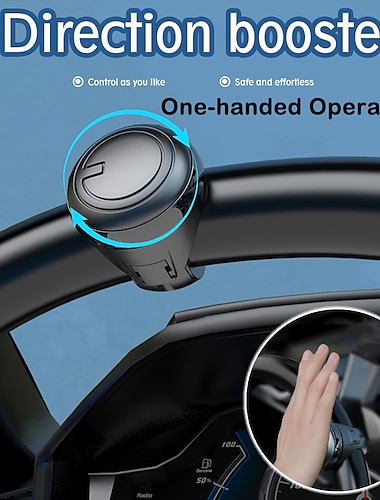 מכונית סיבוב הגה מאיץ 360 סיבוב אוניברסלי אוטומטי כפתור ספינר מתכת נושא ידית כוח כדור עוזר בקרת יד