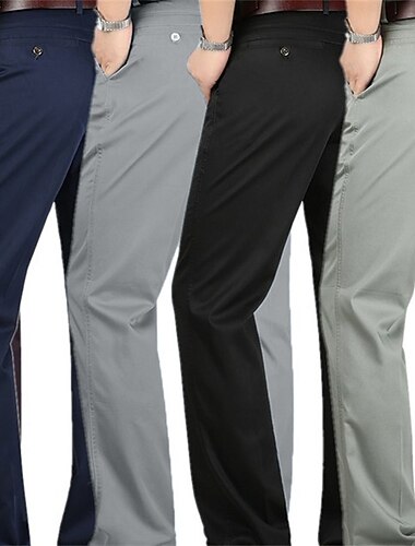  Homme pantalon de costume Pantalon Pantalons décontractés Poche Jambe droite Plein Confort Respirable Mariage Casual du quotidien mode simple Vert militaire Noir Micro-élastique