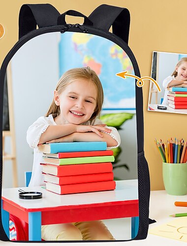  Homme Femme enfants sac à dos 3D Personnaliser sac à dos Ecole du quotidien Tissu Oxford Grande Capacité Respirable Poids Léger Fermeture Impression personnalisée Blanche