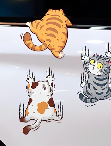  3 قطع مضحك الحيوانات الأليفة القط ملصق سيارة تسلق القطط الحيوان ملصقات التصميم الديكور جسم السيارة الإبداعية الشارات اكسسوارات الديكور