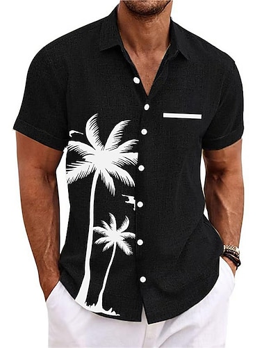  мужская рубашка летняя гавайская рубашка кокосовая пальма графикаотложной черный белый синий зеленый хаки уличная уличная с короткими рукавами принт одежда спортивная мода уличная одежда