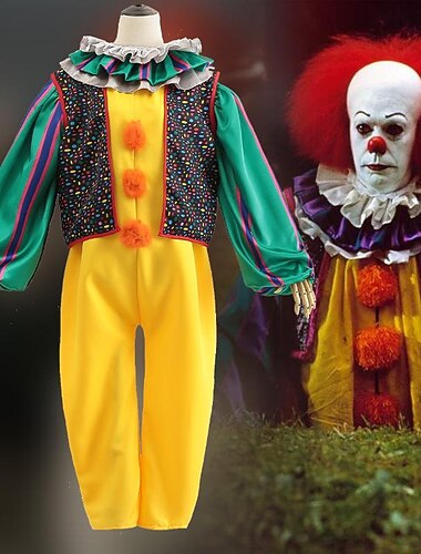  Burlesk / CLågn Pennywise halloween Cosplay-kostym Festklädsel den Karnevalsdräkt Kläder Läskig kostym Vuxna Herr Dam Halloween Karnival Maskerad Prestanda Fest Enkla Halloween kostymer Klä ut