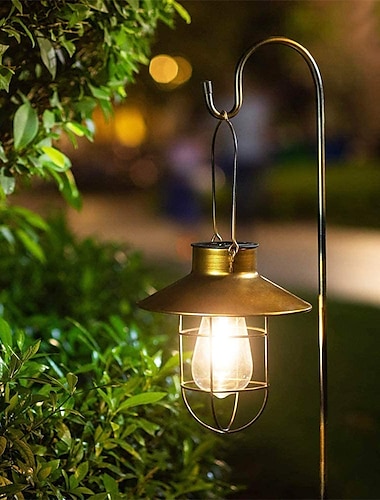  Solar-Pendelleuchte, Hängelampe für den Außenbereich, tragbare Solarlaterne, Retro-Design, Metall, wasserdichte LED-Gartenleuchten, dekorativ für Garten, Terrasse, Balkon, Weg, Landschaftsdekoration