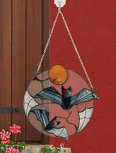  Halloween Mond Fledermaus Dekoration Acryl Anhänger Innenbalkon Wand Bastelanhänger