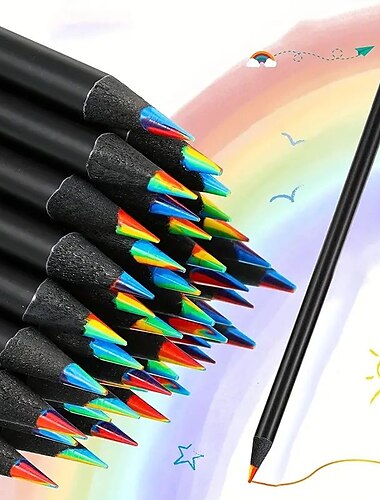 8 Stück Regenbogen-Buntstifte, 7 Farben in 1 Regenbogen-Buntstifte, Geschenk für Kinder. Geeignet für Schulen, Lehrer, Schüler, Kinder zum Skizzieren, Kritzeln, Malen