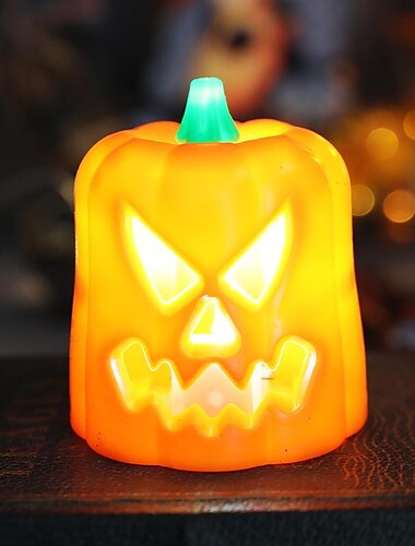  Halloween-Dekoration: Elektronisches Jack-o-Lantern-Kerzenlicht, tragbares Kerzenleuchter-Nachtlicht, Geisterfest-Dekoration, Requisiten-Atmosphären-Layout, geeignet als herbstliche Erntedankfest-Tischdekoration