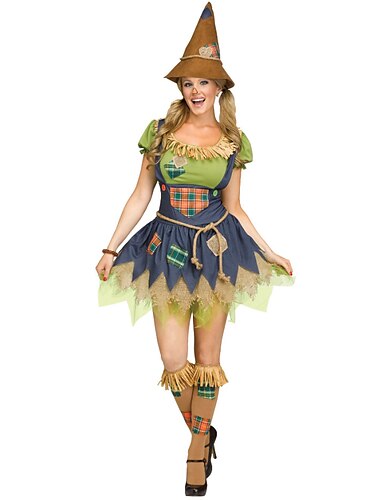  Hexe Vogelscheuche Faschingskostüme Kleid Cosplay Kostüm Partykostüm Erwachsene Damen Austattungen Leistung Party Halloween Maskerade Karneval Einfaches Karnevalskostüm