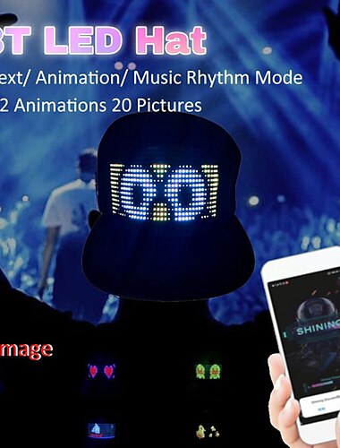  Программируемая креативная RGB-светодиодная шляпа, Bluetooth, сияющие шапки, управление мобильным приложением, редактирование слов, хип-хоп, электронная опора для Хэллоуина