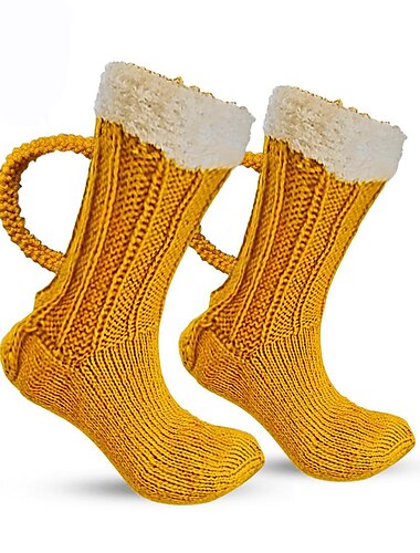  chaussettes de chope de bière oktoberfest, chaussettes drôles chaussettes de crocodile en tricot animal fantaisie, chaussettes fantaisistes de manchette de tricot d'alligator, tricot épais