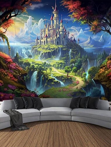  kasteel tuin thema hangend wandtapijt wandtapijt groot wandtapijt muurschildering decor foto achtergrond deken gordijn thuis slaapkamer woonkamer decoratie