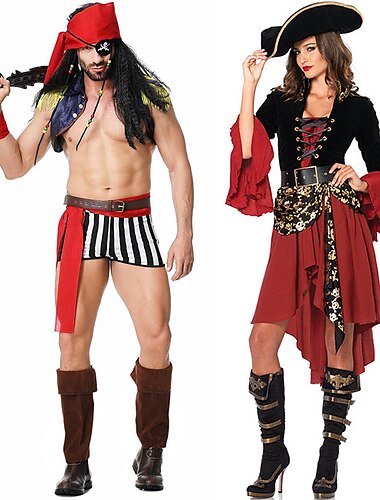  couples pirates des caraïbes halloween groupe couples costumes hommes femmes film cosplay cosplay costume fête costume rouge halloween carnaval mascarade