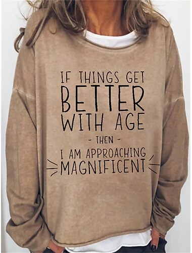  oversized genser for kvinner genser bomullsblanding letter street casual sport basic rund hals langermet topp mikroelastisk fall &amp; mykt, pustende vinterstoff