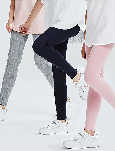  Leggings Enfants Fille Couleur unie Mode Extérieur Coton 7-13 ans Eté Noir Blanche Jaune