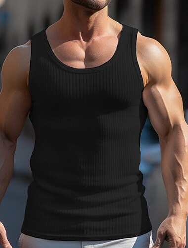  Homens Malha Íntima Top de colete Camiseta Interior camisa sem manga Sem Manga Gola Redonda Verão Tecido Pit Strip Moda Designer Músculo Ao ar livre Para Noite Ginásio Preto Branco cáqui Top Tee para