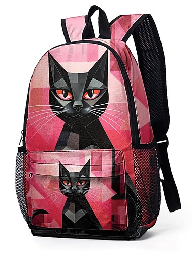  süßer schwarzer Katzenrucksack für Mädchen – trendiger Animal-Print-Schulranzen mit großem Fassungsvermögen und lustigem Design für Teenager