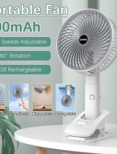  Digitale Anzeige Mini Ventilator – USB wiederaufladbarer Handventilator mit 3 Geschwindigkeiten 1200mAh Batterie leiser Luftkühler