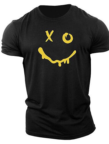  T-shirt graphique pour hommes avec visage XO fondu tee à manches courtes