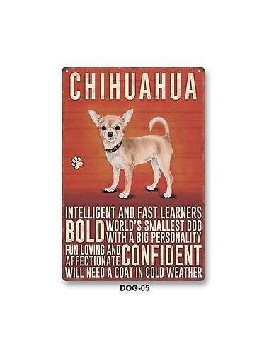  1 Stück Haustier Hund Metall Blechschild Tier Blechschild Vintage Schilder Wanddekoration, Gemälde Wandbehang für Heimdekoration Wandkunst Metall Blechschild 20 x 30 cm/8'' x 12''