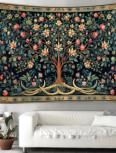  Baum des Lebens hängender Wandteppich, Wandkunst, großer Wandteppich, Wanddekoration, Fotografie, Hintergrund, Decke, Vorhang, Zuhause, Schlafzimmer, Wohnzimmer, Dekoration, Milles Fleurs